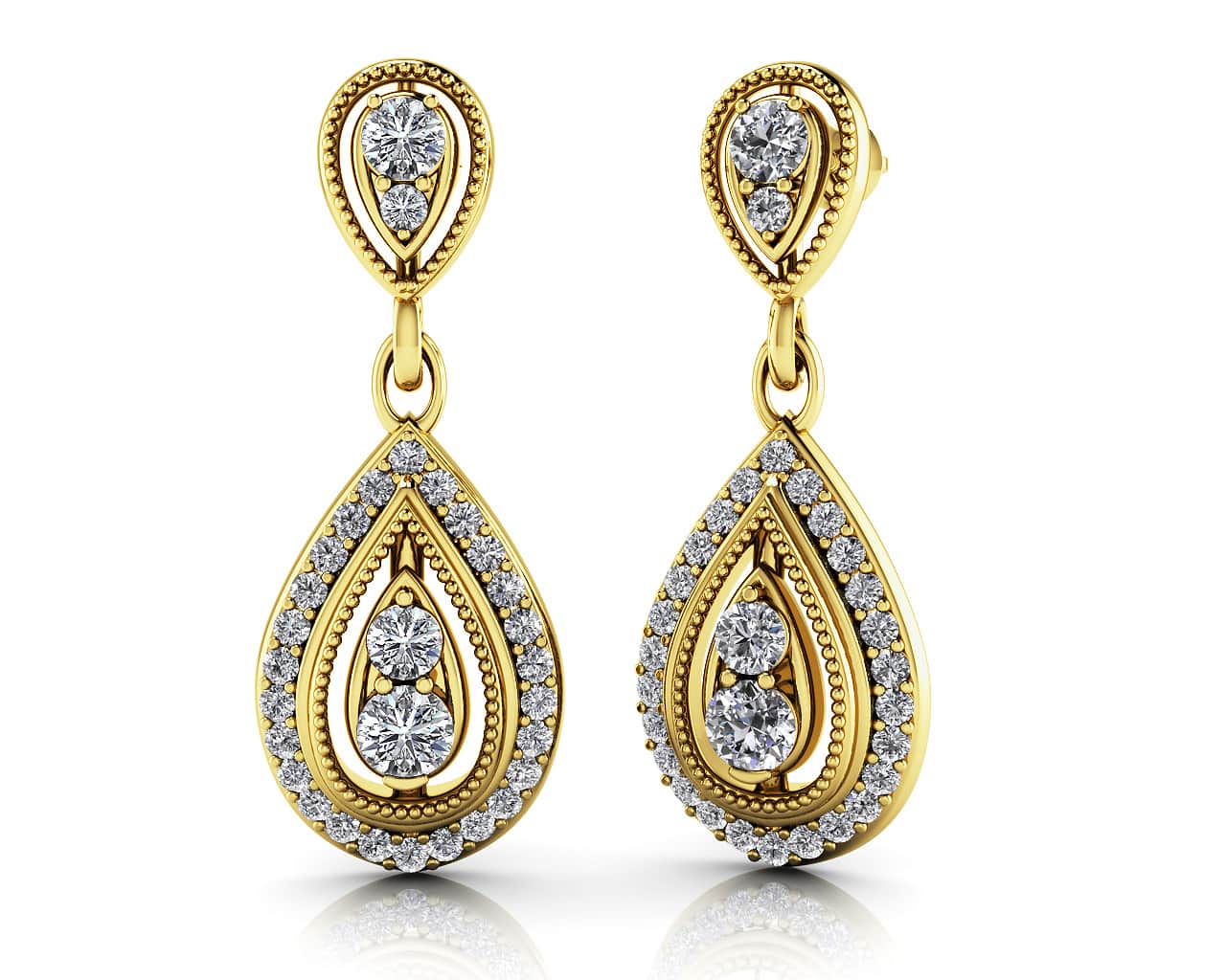 Tear Drop Diamond Drop Earrings